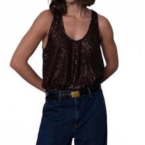 NEW SECULAR sequin tank top in chocolate